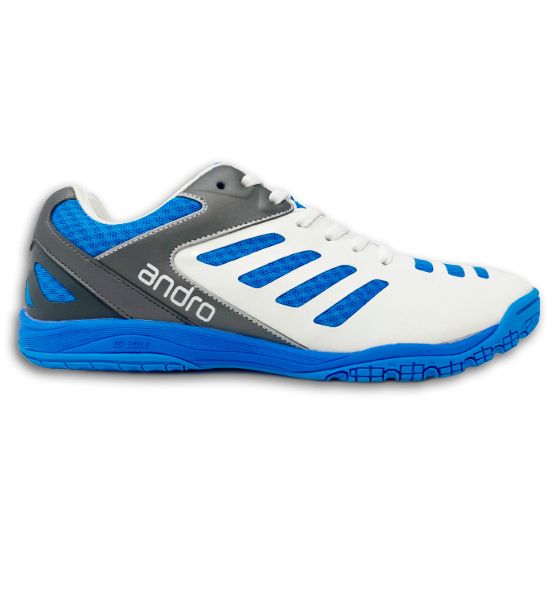 Andro Cross Step 2 Shoes - Blue/White - Side View- Lightweight Design