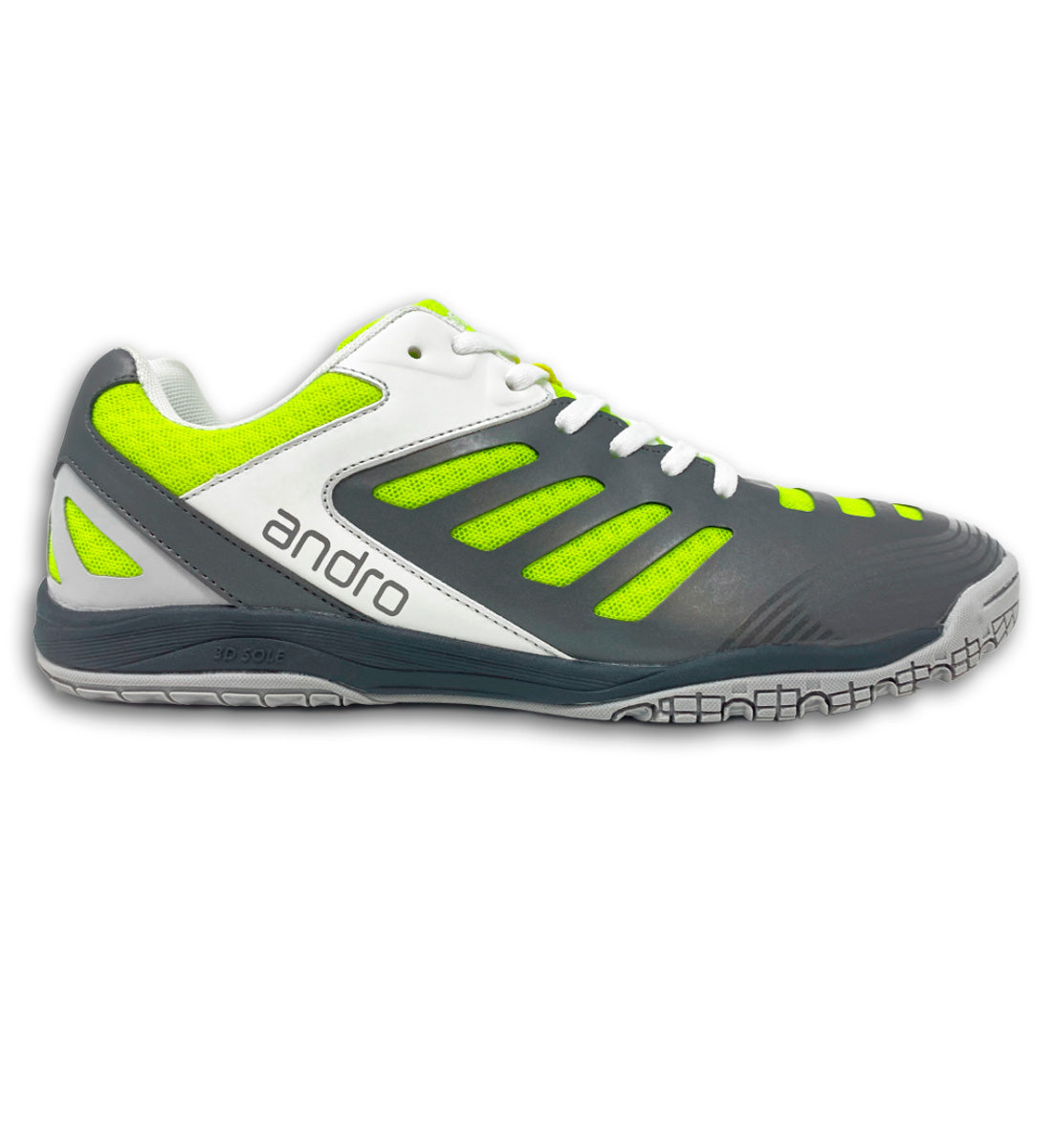 Andro Cross Step 2 Shoes - LimeGreen/Gray - Side View - Lightweight Design