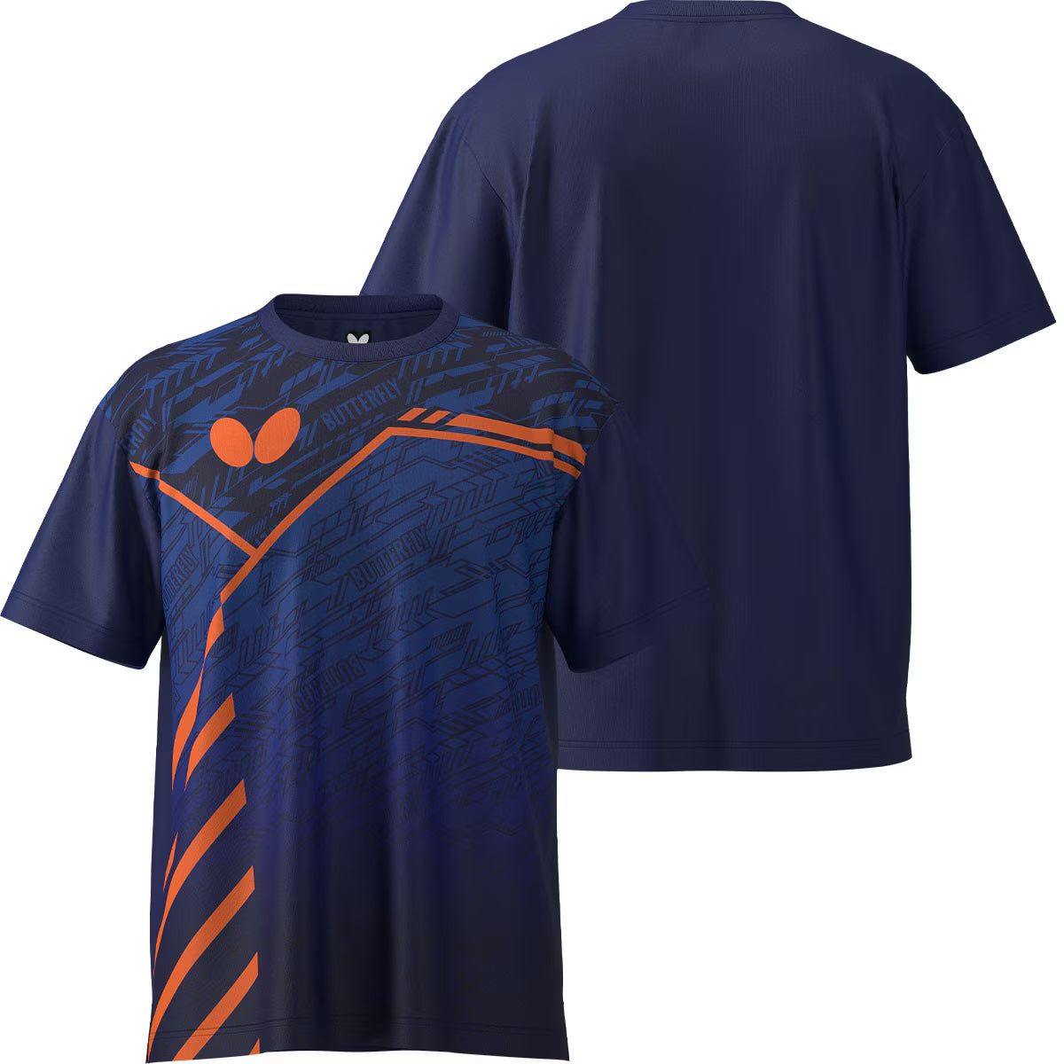 Butterfly Lecoot T-Shirt - Navy - Front & Back View