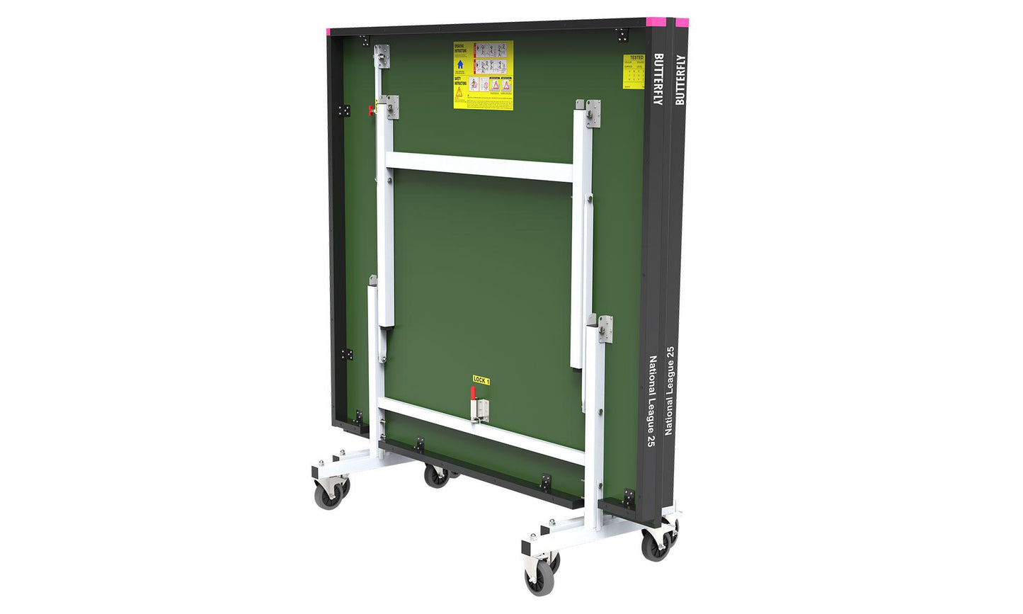 Butterfly National League 25 Table Tennis Table - Green- Compact Storage
