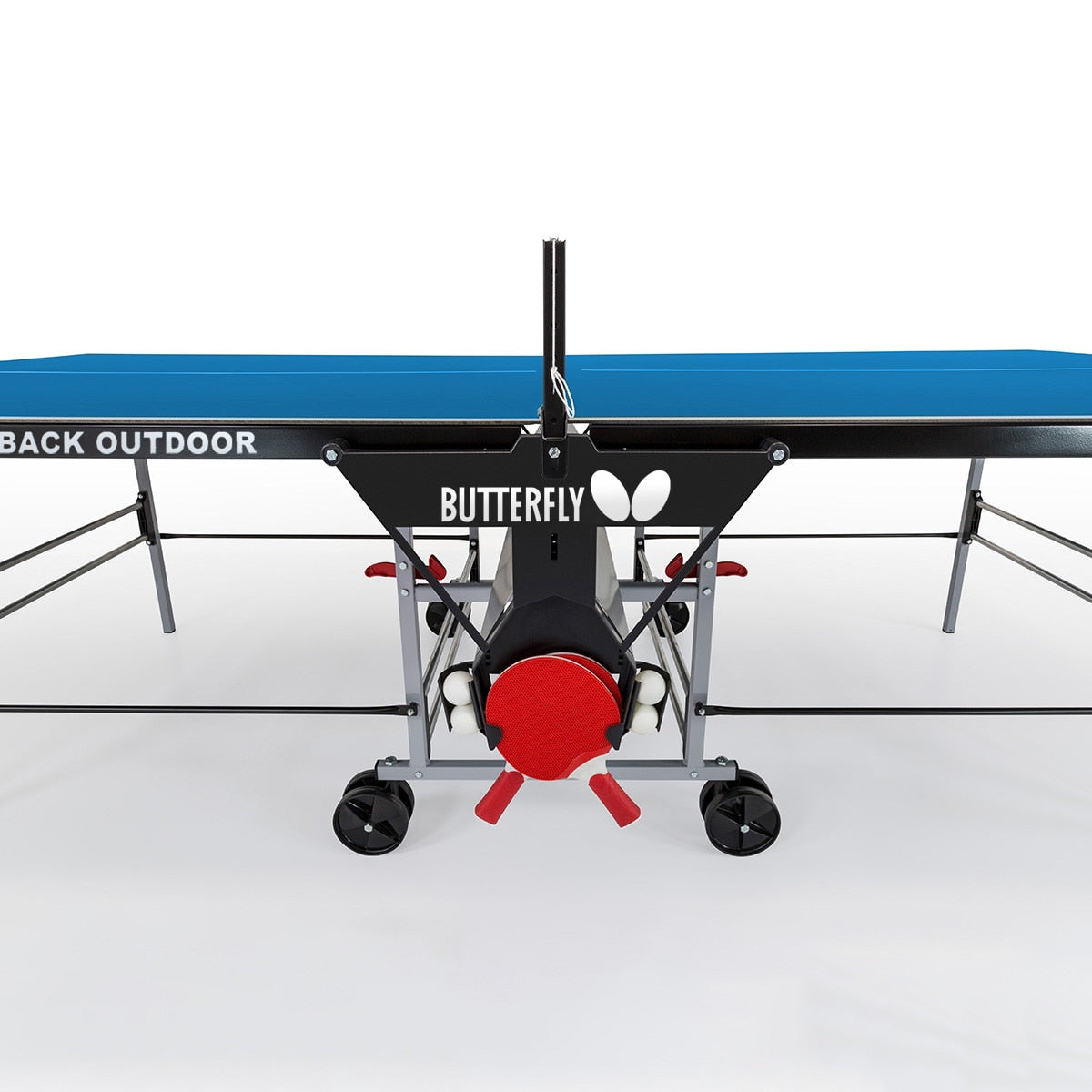 Butterfly Playback Outdoor Table - Blue - Side View - Accessory Holder
