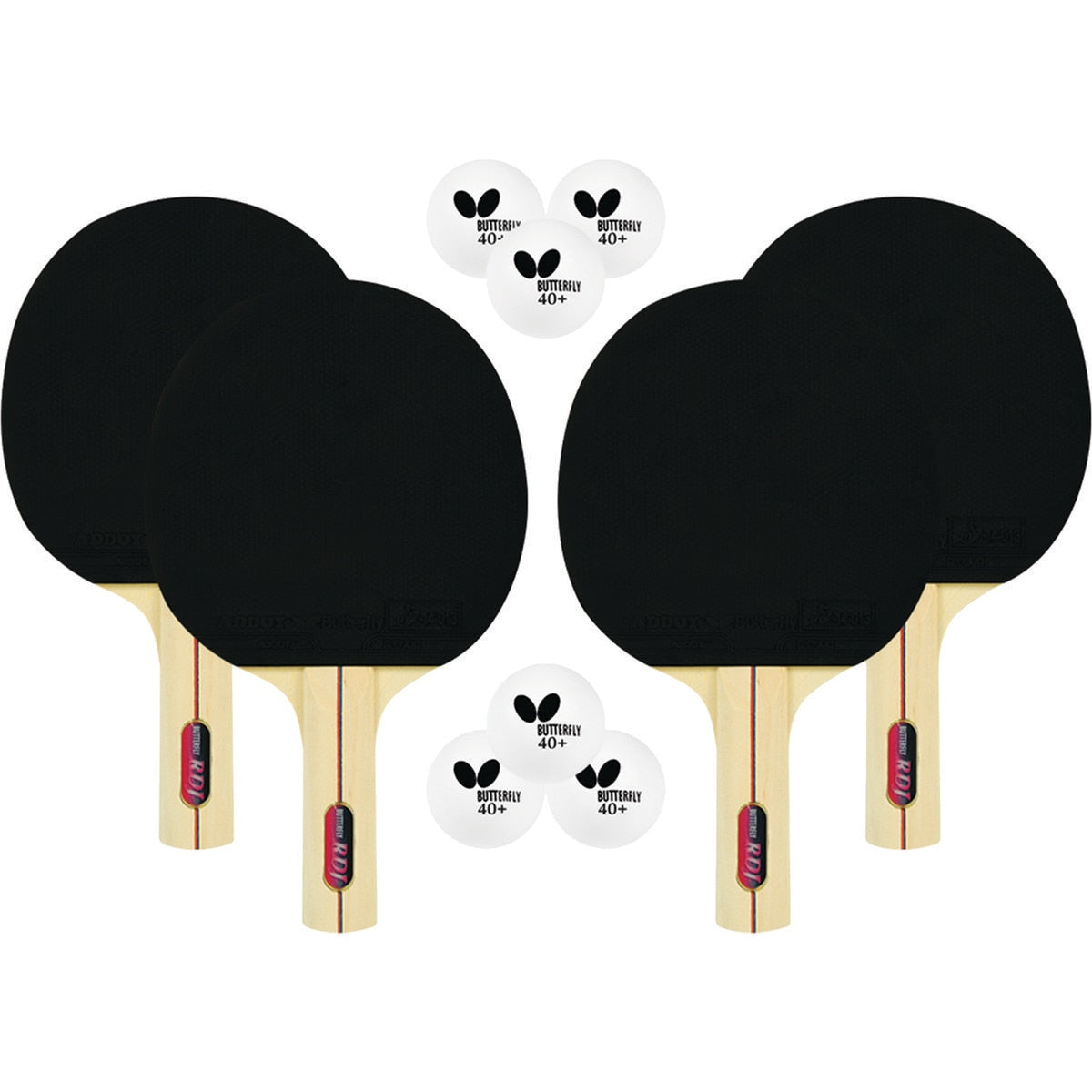 Butterfly RDJ 4-Player Set - Four Rackets and Six Balls