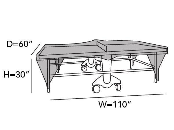 Coverstore Ping Pong Table Cover Elite Khaki - Dimensions