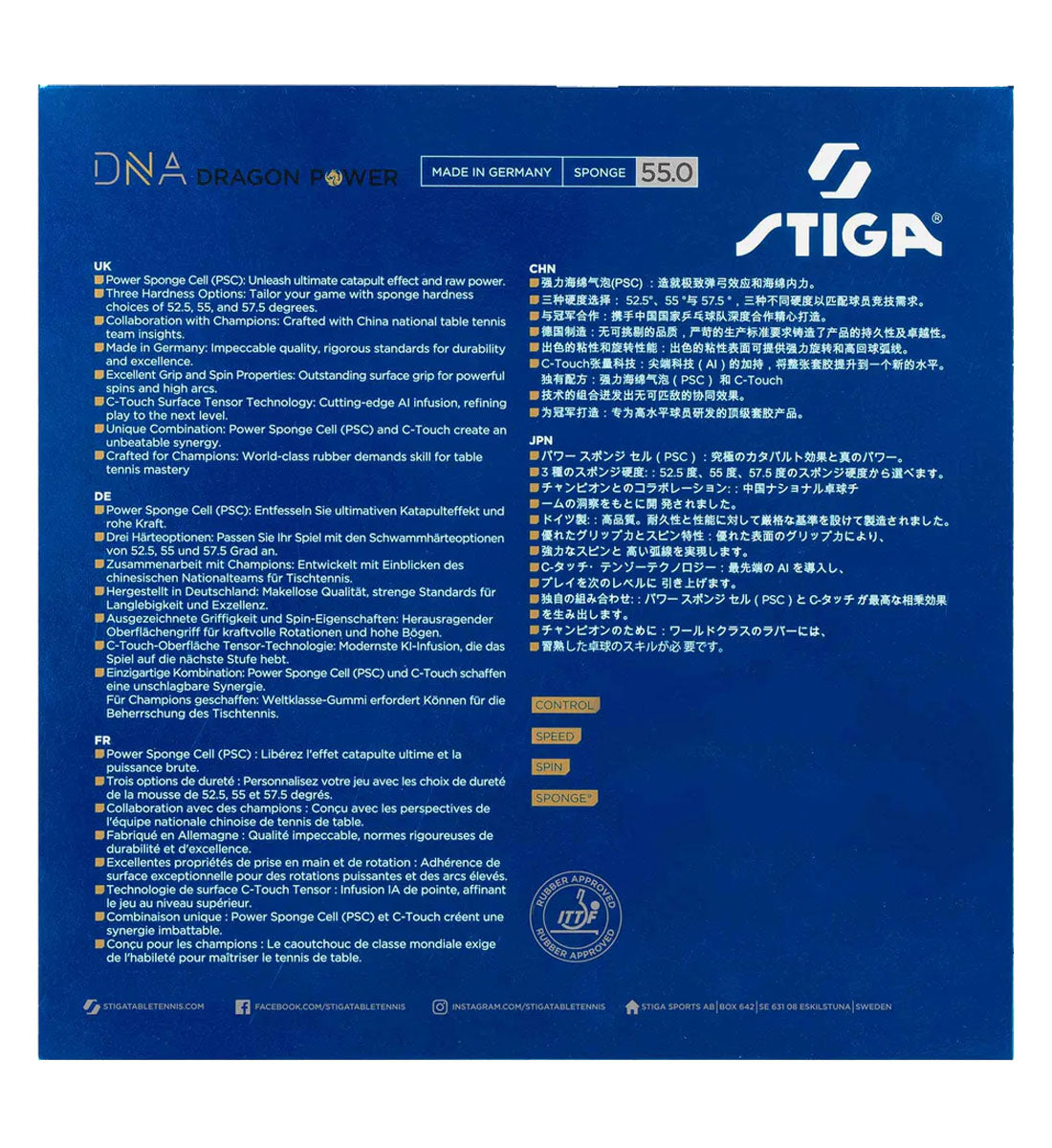 Stiga DNA Dragon Power 55 - Chart