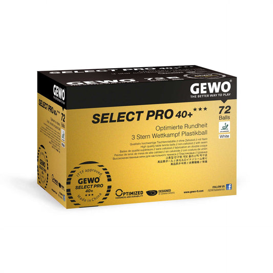 GEWO Ball Select Pro 40+ - Three Star Table Tennis Ball - 72 Pack