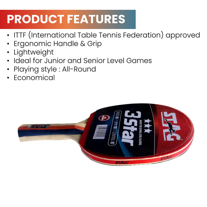 Stag 3 Star Table Tennis Racket