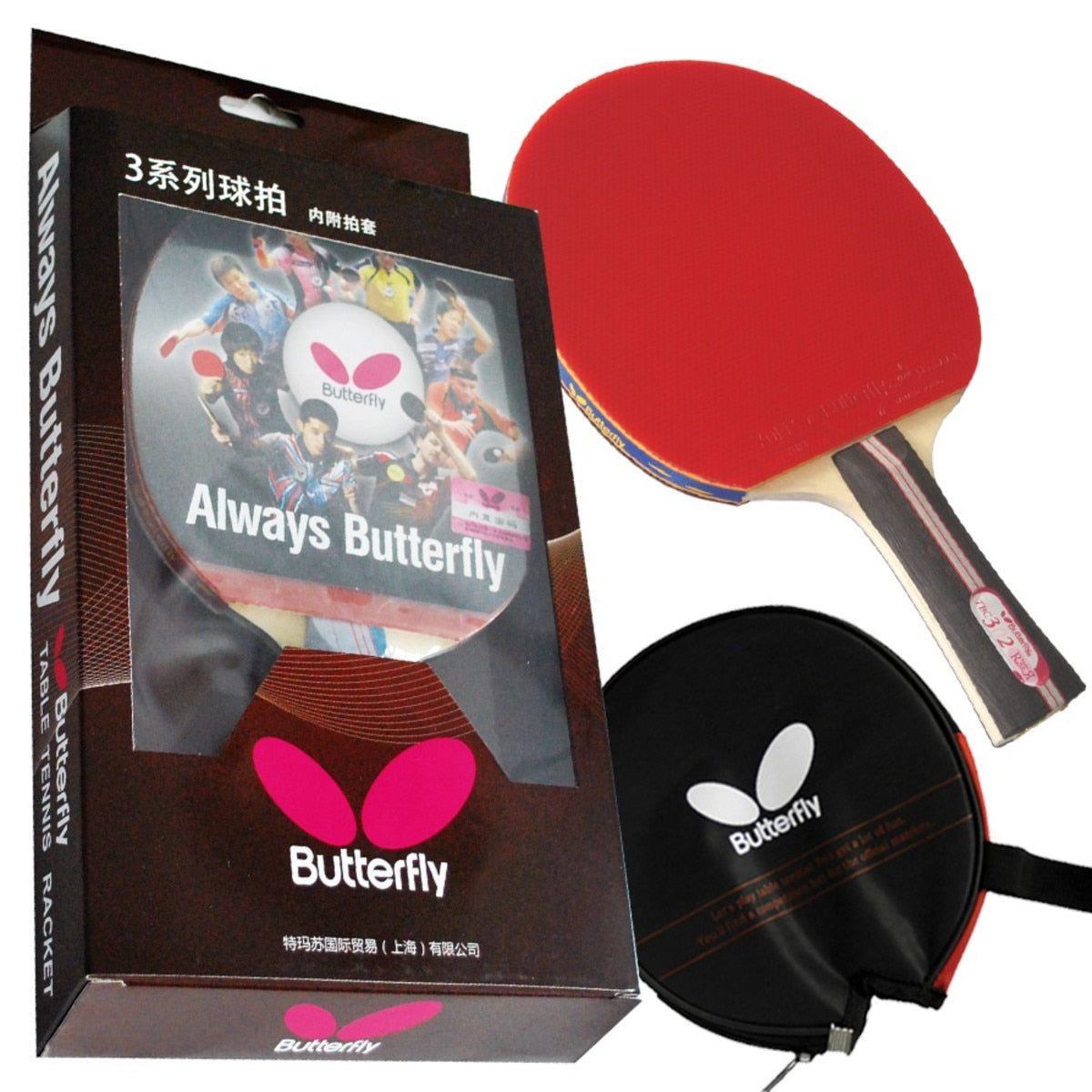 Butterfly Bty 302 Flared Pre Assembled Shakehand Racket - FLARED HANDLE STYLE