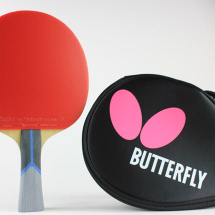 Butterfly Bty 802 - Offensive Table Tennis Racket - Flextra 2.1 Red Rubber and Free Racket Case