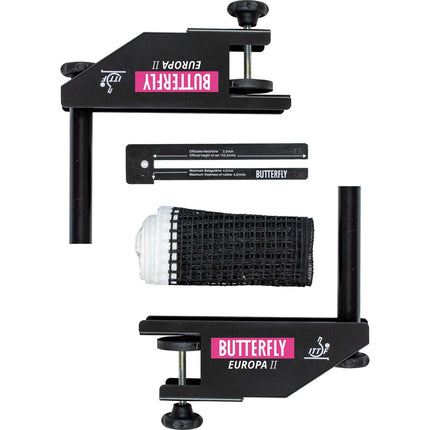 Butterfly Europa II Table Tennis Net and Post Set – Professional Tournament Quality -  ITTF Approved 