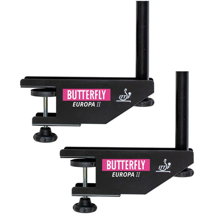 Butterfly Europa II Table Tennis Net and Post Set – Professional Tournament Quality - Net Clamps