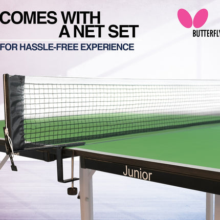 Butterfly Junior Stationary - Table Tennis Table - Green Top - Net