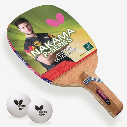Butterfly Nakama P-6 - Japanese Penhold Table Tennis Racket - W/ 2 Poly 40+ Balls