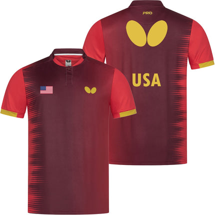 Butterfly – Official Apparel Sponsor of Team USA 2026 - Red-Front&Back