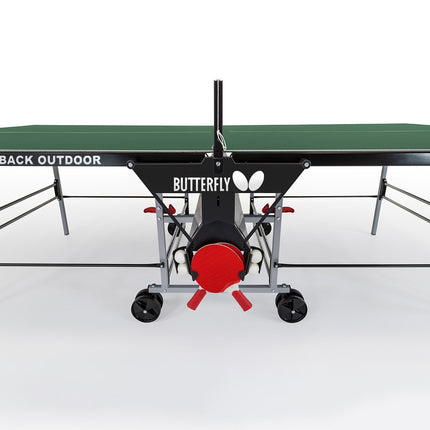 Butterfly Playback Outdoor Table - Green- Side View - Accessory Holder