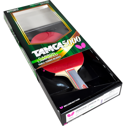 Butterfly Primorac Carbon Proline - with Dignics 09C Table Tennis Racket - Packaging