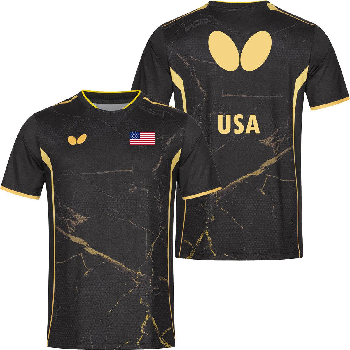 Butterfly USA Team 24 - Table Tennis Shirt -  Black-Front & Back View