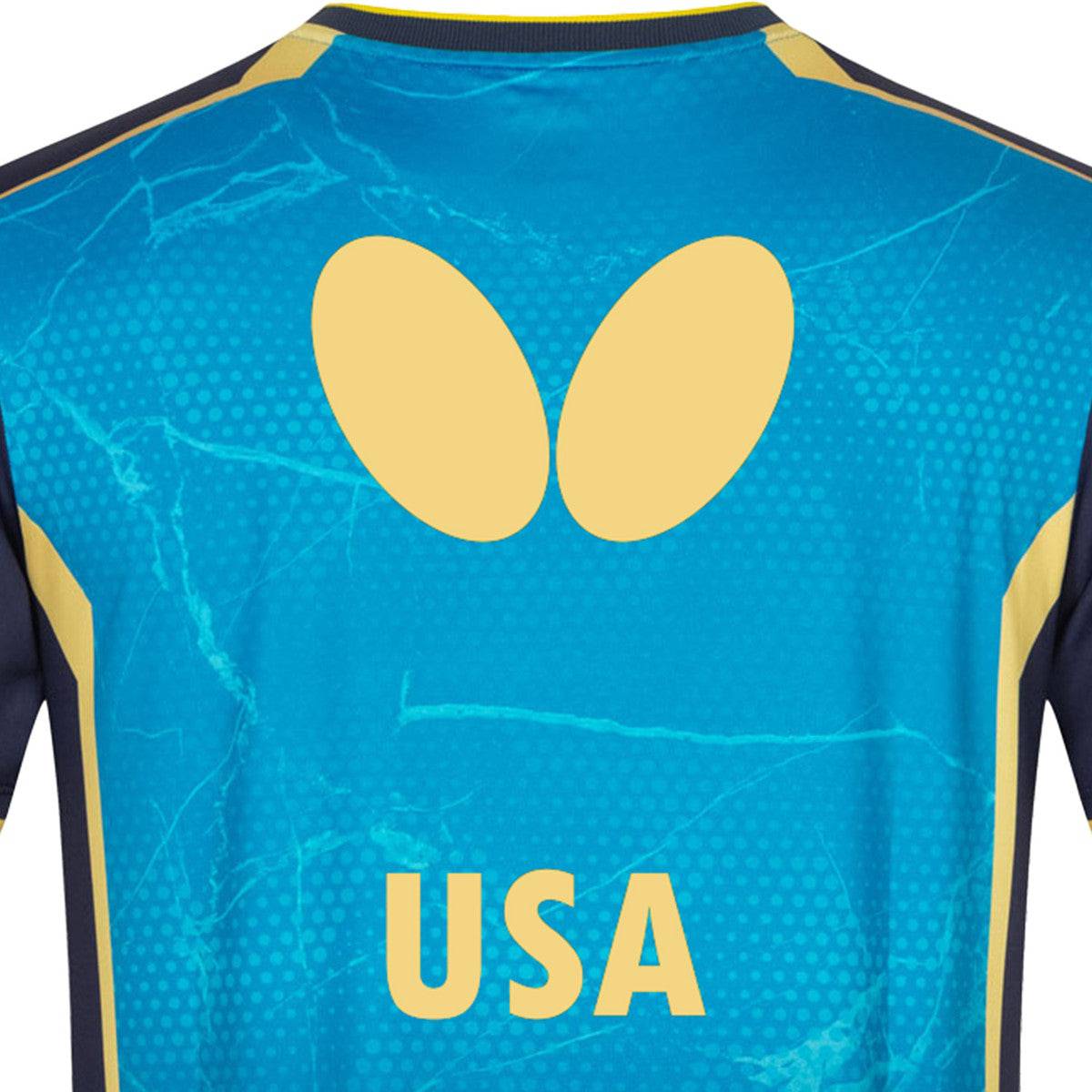 Butterfly USA Team 24 - Table Tennis Shirt - Blue-Back-Close-up View