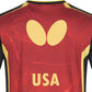 Butterfly USA Team 24 - Table Tennis Shirt - Red-Back-Close-up View