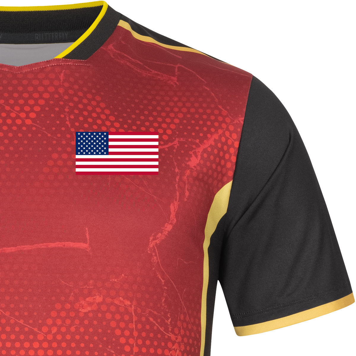 Butterfly USA Team 24 - Table Tennis Shirt - Red - Right-Side Sleeve
