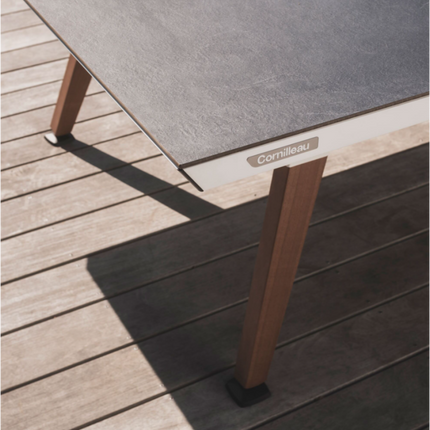 Cornilleau Origin Convertible Outdoor Ping Pong Table - Dark Stone Tabletop- White Frame-Legs
