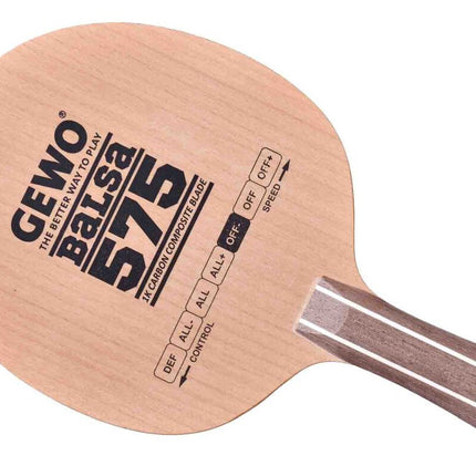 GEWO Balsa Carbon 575 Offensive Minus – Table Tennis Blade - Flared