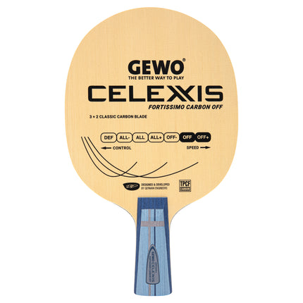GEWO Celexxis Fortissimo Carbon Offensive Blade - Chinese Penhold - Front View