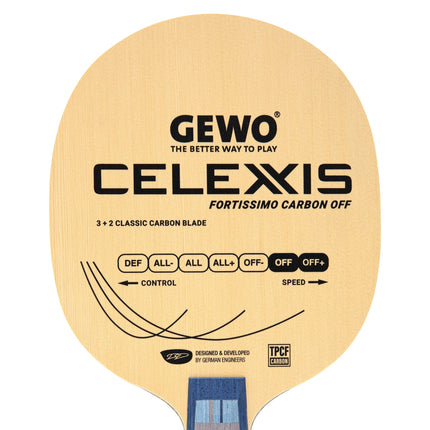 GEWO Celexxis Fortissimo Carbon Offensive Blade - Chinese Penhold - Head
