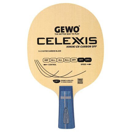 GEWO Celexxis Hinoki Ex-Carbon Offensive Blade - Chinese Penhold - Front View