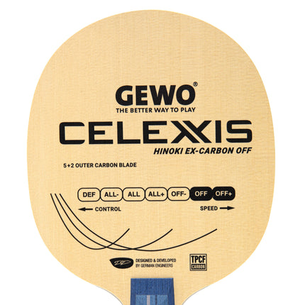 GEWO Celexxis Hinoki Ex-Carbon Offensive Blade - Chinese Penhold - Head