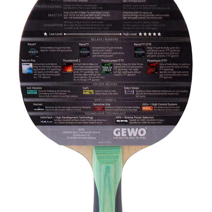 GEWO CS Energy Carbon Pro – Pre‑Assembled Table Tennis Racket - Backhand