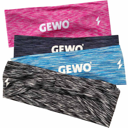 GEWO headband made of elastic microfibre fabric, designed for comfortable fit during sports or outdoor activities.