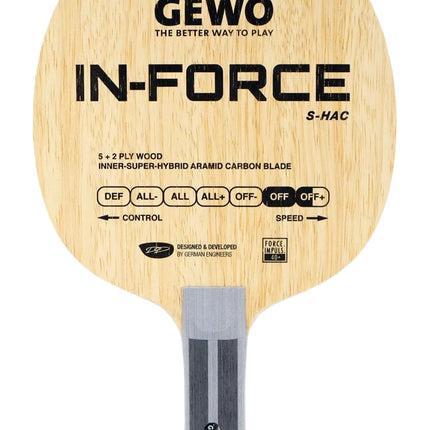 GEWO In-Force S-HAC OFF Table Tennis Blade - Flared