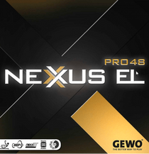 GEWO Nexxus EL Pro 48 inverted table tennis paddle with black and red rubber, featuring a sleek design and professional grip.