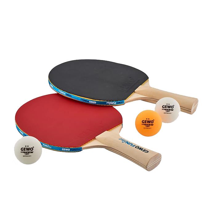 GEWO Paddle Set - Set Double-Fun - BACK- Red and Black Rubber