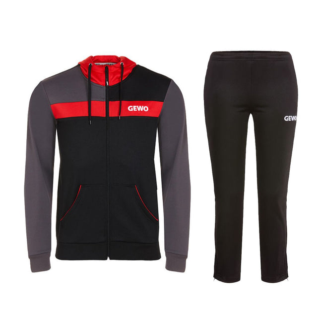 GEWO Ravenna Tracksuit - Black/Nine Iron(Gray) - Front View