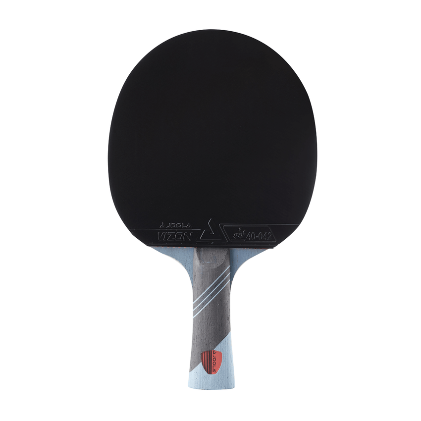JOOLA Omega Speed Table Tennis Racket with Vison - LIGHT BLUE (RED/BLACK)  - Front View - Flared