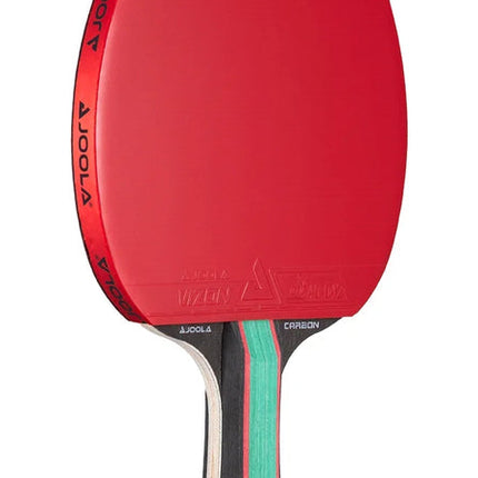 JOOLA Red Carbon CTR Table Tennis Racket - Forehand-Left-Side View