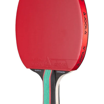 JOOLA Red Carbon CTR Table Tennis Racket - Forehand-Right-Side View