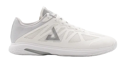 JOOLA SM4Sh table tennis shoes in white and grey, athletic shoes designed for quick movement and stability during matches.