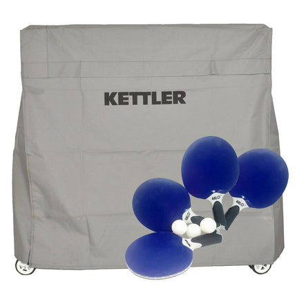 Kettler Berlin Pro Outdoor Table Tennis Table with 4-Player Bundle - Accessories Included