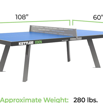 Kettler Eden - Outdoor Table Tennis Table-Blue - Dimensions