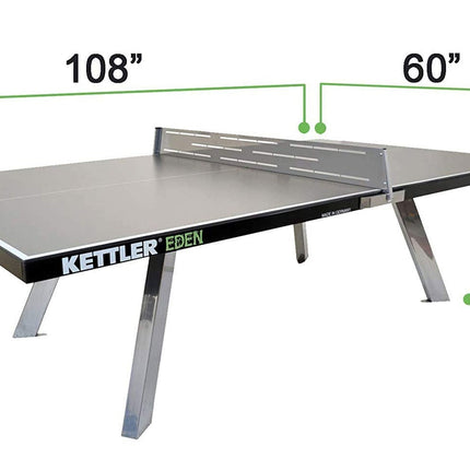 Kettler Eden - Outdoor Table Tennis Table-Gray - Dimensions