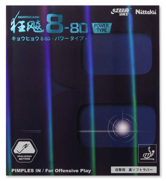 Nittaku Hurricane 8-80 Power Inverted Table Tennis Rubber – High Spin & Speed