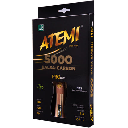 NTT Atemi 5000 - Pro Balsa Carbon Pre-Assembled Racket - Packaging