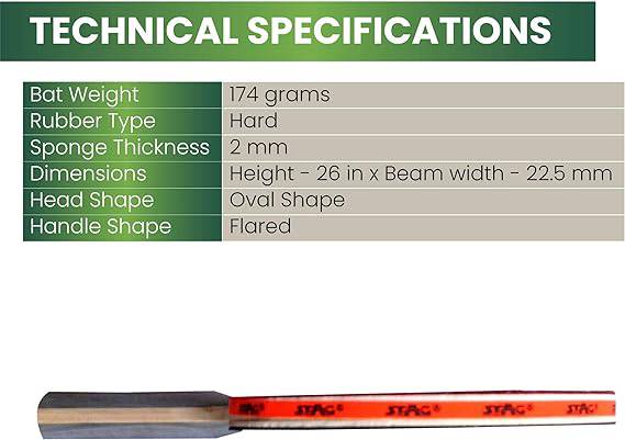 Stag Power Drive Plus - Preassembled Table Tennis Racket - Technical Specifications