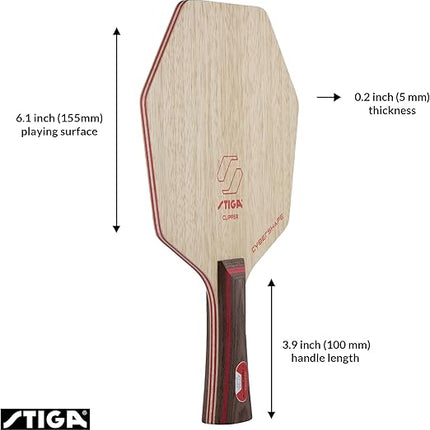Stiga Clipper Cybershape - Offensive Table Tennis Blade - Flared - Dimensions