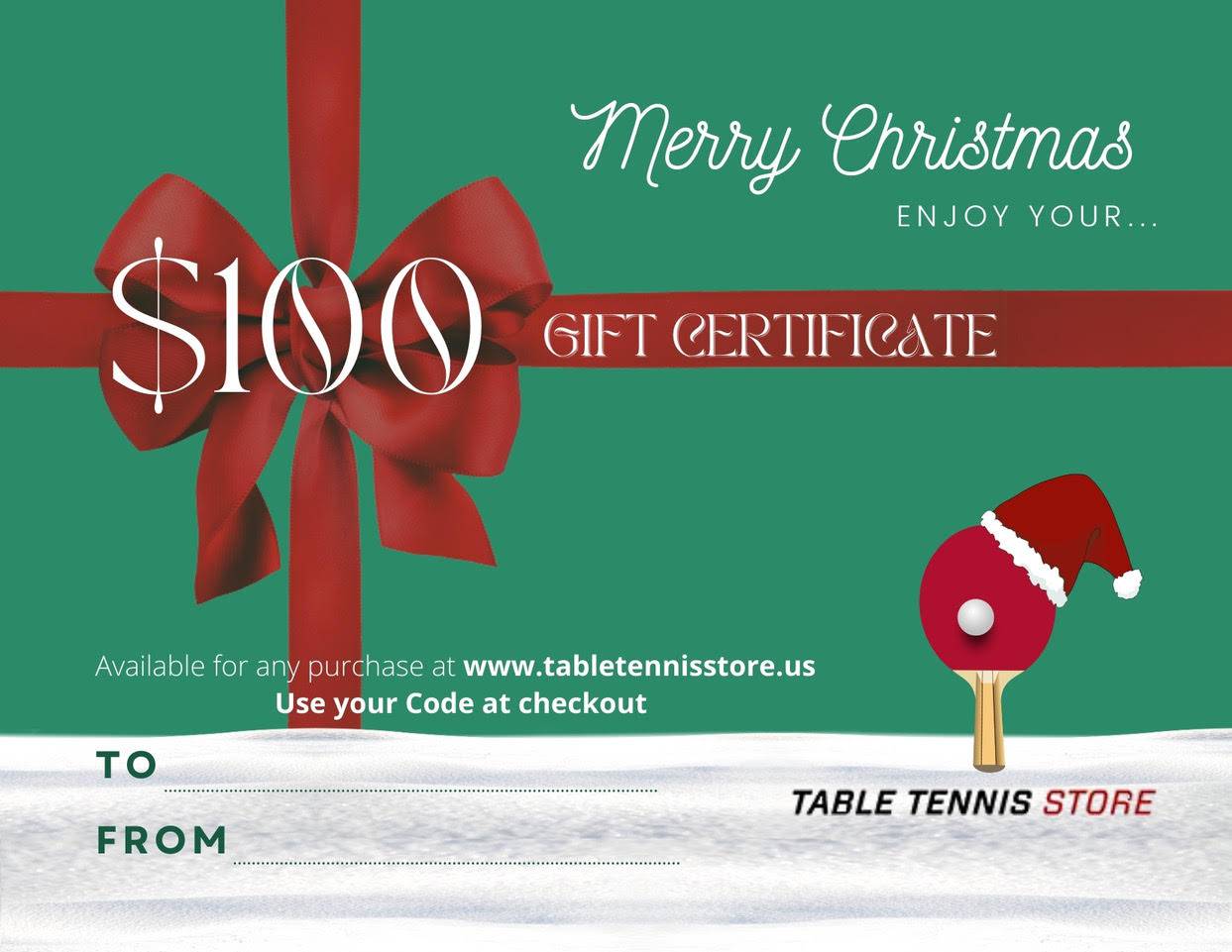 TableTennisStore - Personalized Gift Certificate - Merry Christmas