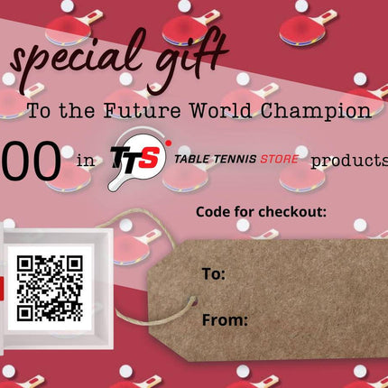 TableTennisStore - Personalized Gift Certificate - Special Gift to the Future World Champion