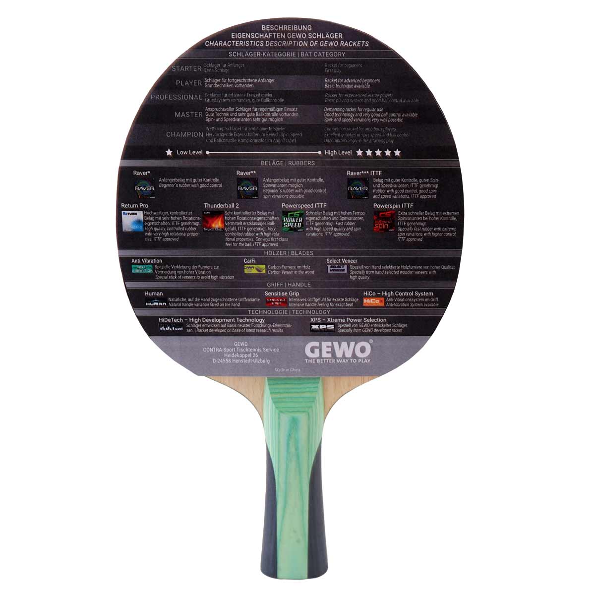 GEWO Bat CS Energy Carbon Pro Flared Racket