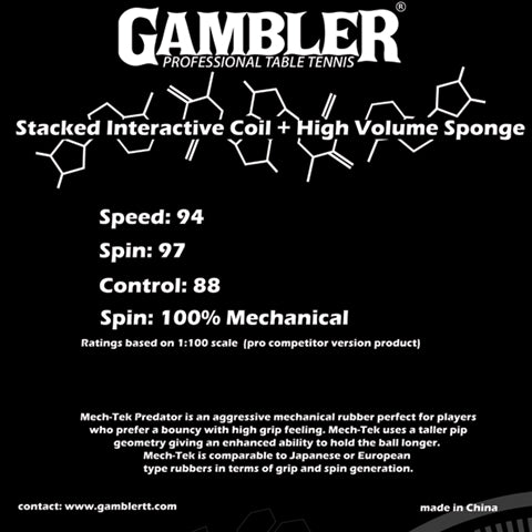 Gambler Mech-Tek Predator Oh Toro - Offensive Table Tennis Rubber